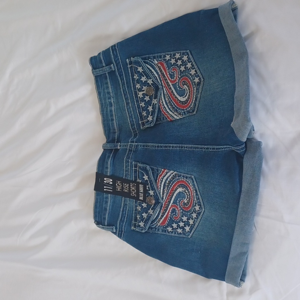 Blue Savvy denim high rise shorts - Picture 2 of 5